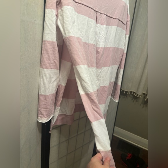 Z SUPPLY The Weekender Cotton Blend Oversized Striped High Low Pullover Top - Picture 5 of 8